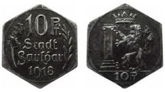 10 pfennig (Ciudad de Saulgau-Estado federado de Württemberg) from Germany-Notgeld
