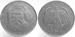 5 mark (100th Anniversary of the Death of Karl Marx) from Germany-Federal Rep.
