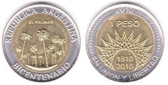 1 peso (Bicentennial of the May Revolution-El Palmar) from Argentina