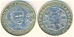 50 schilling (100th anniversary of the death of Johann Strauss) from Austria