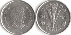 5 cents (60th anniversary of World War II) from Canada