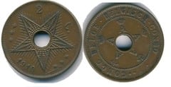 2 centimes from Belgian Congo