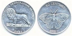 50 centimes (Butterfly) from Congo-Rep. Democratic