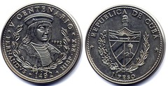 1 peso (V Cent. Discovery of America - Fernando) from Cuba