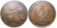 1 peso (50th Anniversary of the Revolution) from Cuba