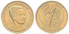 20 kroner (75th Anniversary of Queen Margrethe II) from Denmark