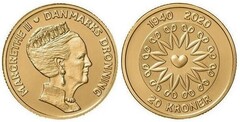 20 kroner (80th Anniversary of the Birth of Queen Margrethe II) from Denmark