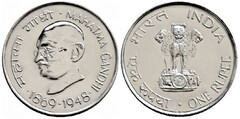 1 rupee (100th Anniversary of Mahatma Gandhi's birth) from India