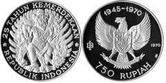 750 rupiah (25th Anniversary of Independence) from Indonesia