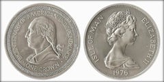 1 crown (200th Anniversary of U.S. Independence.) from Isle of Man