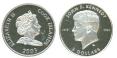 2 dollars (40th Anniversary of the Death of John F. Kennedy) from Cook Islands