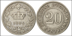 20 centesimi (Umberto I) from Italy