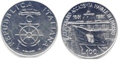 100 lire (Centenary of the Livorno Naval Academy) from Italy