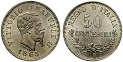 50 centesimi (Vittorio Emanuele II) from Italy