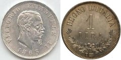 1 lire (Vittorio Emanuele II) from Italy