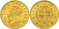 5 lire (Vittorio Emanuele II) from Italy