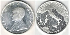 500 lire ((100th Anniversary of the Birth of Guglielmo Marconi) from Italy