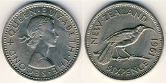 6 pence (Elizabeth II) from New Zealand