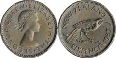 6 pence (Elizabeth II) from New Zealand
