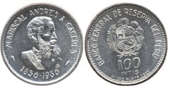 100 intis (150th Anniversary of the Birth of Marshal Andres A. Carceles) from Peru