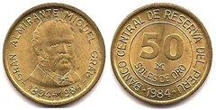 50 soles (150th Anniversary of the Birth of Admiral Miguel Grau) from Peru