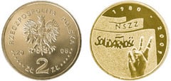 2 zlote (25-lecie NSZZ Solidarność) from Poland