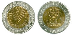 100 Escudos (50th Anniversary of FAO) from Portugal