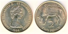 2 pence from Saint Helena and Ascencion