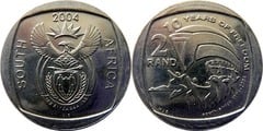 2 rand (10 Years of Freedom) from South Africa
