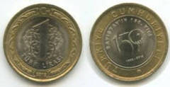 1 lira (150th anniversary Turkish Court of Accounts) from Turkey