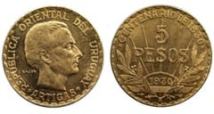 5 pesos (Centennial of the Constitution) from Uruguay