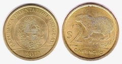 2 pesos (Capybara) from Uruguay