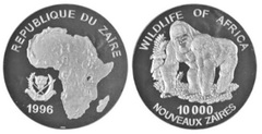 10.000 zaires (Gorilla) from Zaire
