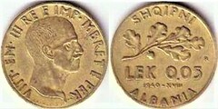 0,05 lek (Italian Occupation) from Albania