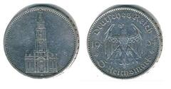 5 reichsmark (1 Aniversario del Gobierno Nazi-Iglesia de la Guarnición de Potsdam) from Germany-III Reich