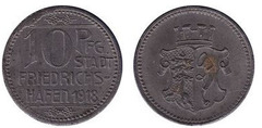 10 pfennig (Ciudad de Friedrichshafen-Estado federado de Württemberg) from Germany-Notgeld