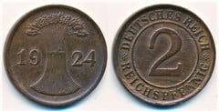 2 reichspfennig from Germany-Rep. Weimar