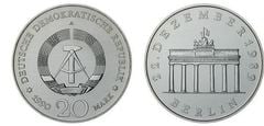 20 mark (Opening of the Brandenburg Gate on 22.12.1989) from Germany-Democratic Republic