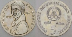 5 mark (175 Aniversario de la Muerte de Heinrich von Kleist) from Germany-Democratic Republic