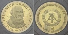 5 mark (125 Aniversario de la Muerte de Friedrich Ludwig Jahn) from Germany-Democratic Republic
