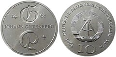 10 mark (500 Aniversario de la Muerte de Johann Gutenberg) from Germany-Democratic Republic