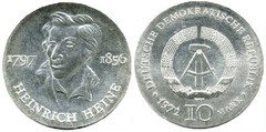 10 mark (175th Anniversary of the Birth of Heinrich Heine) from Germany-Democratic Republic