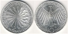 10 mark (XX Juegos Olímpicos-Munich 72) from Germany-Federal Rep.
