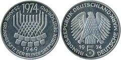 5 mark (25th Anniversary of Constitutional Law) from Germany-Federal Rep.