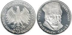 5 mark (200 Aniversario del nacimiento del Matemático Carl Friedrich Gauss) from Germany-Federal Rep.