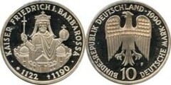 10 mark (800th Anniversary of Kaiser Friedrich Barbarossa's Death) from Germany-Federal Rep.