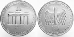 10 mark (Unification of Germany-Brandenburg Gate) from Germany-Federal Rep.