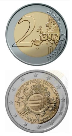 2 euro (10 Aniversario de la Circulación del Euro) from Germany-Federal Rep.