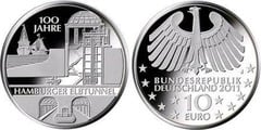 10 euro (100 Aniversario del Túnel del Elba) from Germany-Federal Rep.