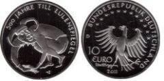10 euro (500 Aniversario del personaje Till Eulenspiegel) from Germany-Federal Rep.